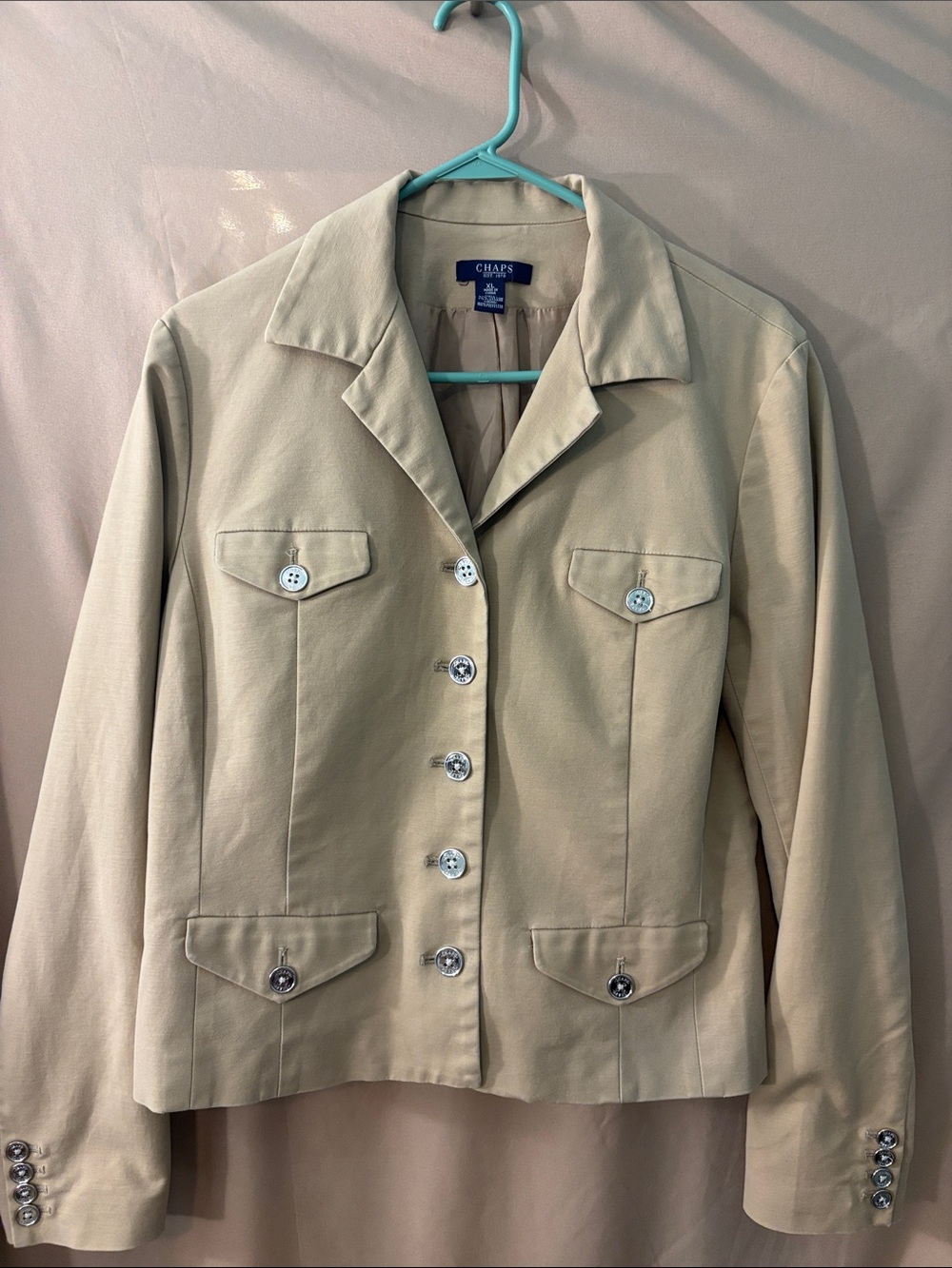 Chaps Women's Tan Button-Front Blazer Jacket